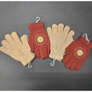 Youth Gloves One Size Bundle Of 4/ 2 Golden Tan Sparkling 2 Red Burgundy W Print